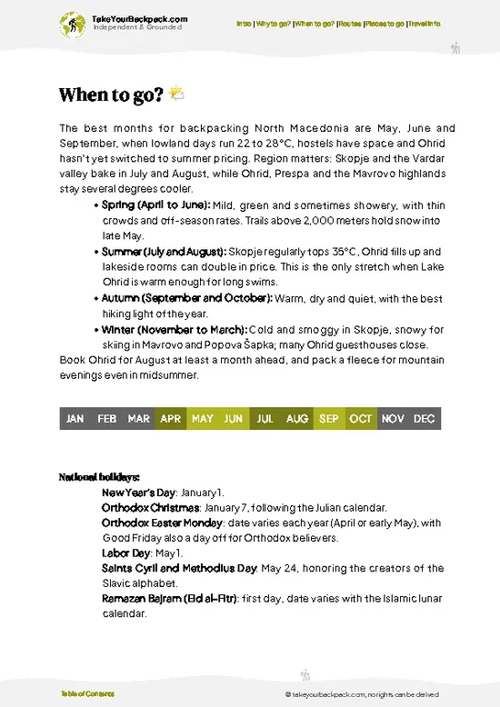example page 3 from our offline Travel Guide for North Macedonia